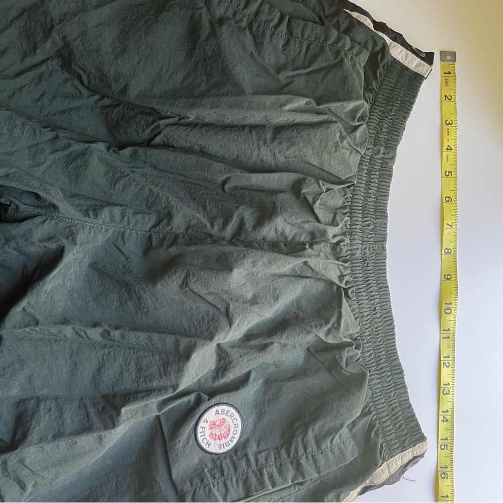 Vintage Abercrombie Snap Button Tearaway Nylon Pants Indian Y2K Baggy Green L - Picture 10 of 11